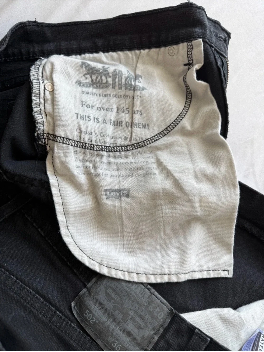 Levi's 502 Jeans Men's 36/34 Black Taper Fit Classic City College Work EUC